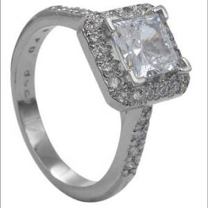 Palladium Pave Set Cluster and Shank Ring