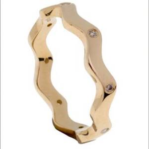 14k Yellow Gold Wave ring .12cttw diamonds