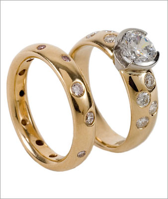 Platinum Sweep and Yellow Gold Bridge Ring Set – Drue Sanders – Jewelry