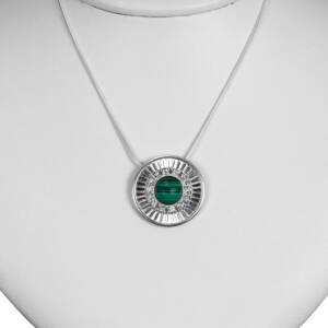 Malachite and moissanite in sterling silver