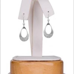 Sterling Silver Textured Pear Shape with .04cttw Diamonds