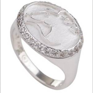 Sterling Silver Horse Ring with Cubic Zirconia