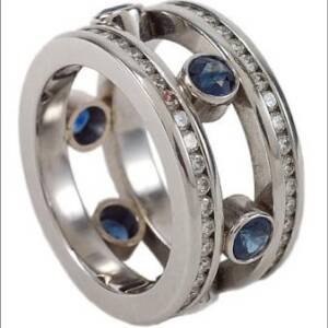 White Gold, Sapphire and  Diamond Ring