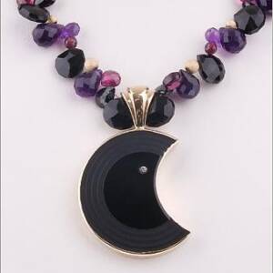 Halfmoon Black Onyx with .03ct Black Diamond