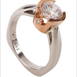 Platinum Shank and Rose Gold Ring