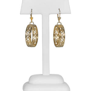 14k yellow filigree hoops