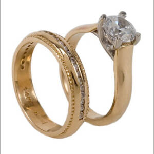 Yellow Gold, Milgrain Edge Ring Set
