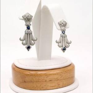 Evolution NYS Education Building 14k White Gold with Sapphires and Diamonds