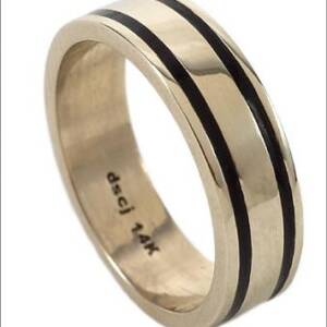 14k White Gold Black Enamel Lines