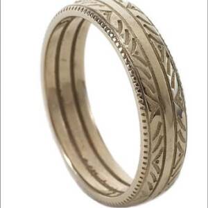 White Gold Engraved Edge Ring
