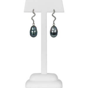 14k Diamond and South Sea Pearl drop earrings