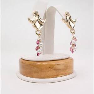 Evolution Capitol Building 14k Yellow Gold and Pink Tourmaline Earrings