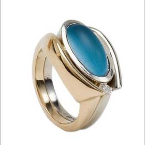 Evolution 14k Yellow and White Gold with a 6.21ct Blue Topaz and Diamonds