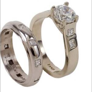 White Gold Eternity, Princess Cut Ring Set