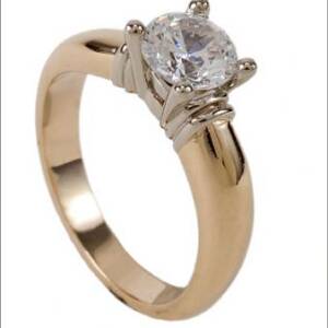 Yellow Gold Shank, White Gold Head Ring