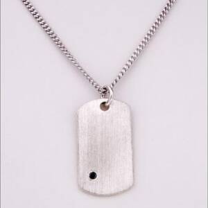 Sterling Silver Dog Tag with .05cttw Black Diamond