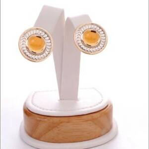 14k Yellow Gold and Sterling Silver with Citrine Cabachon Center