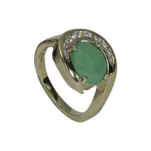 Chrysoprase set in 14k yellow