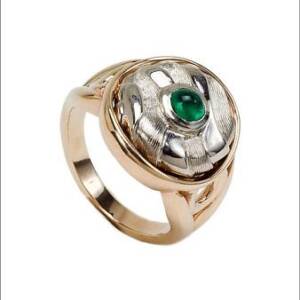 Evolution 14k Yellow and White Gold with .56ct Emerald Cabachon