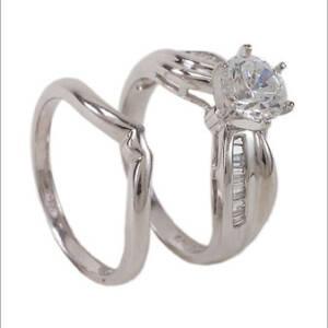 Platinum Curved Ring Set