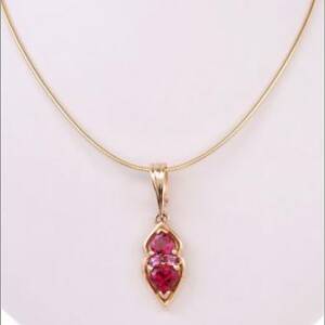 14k Yellow Gold with Heart Shaped Rubelite