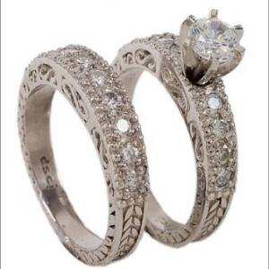 Platinum Filigree Ring Set