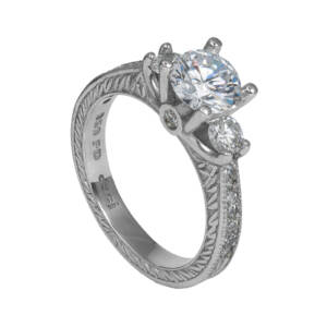 Palladium Three Stone Filigree