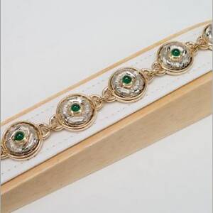 Evolution 14k Yellow and White Gold with 1.80cttw Emerald Cabachons