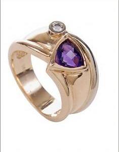 14k Yellow and White Gold with 1.10ct Amethyst and .07cttw Diamond