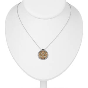 14k two-tone floral design with diamonds