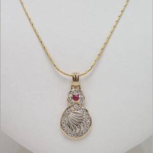 Evolution 14k Yellow and White Gold with Diamonds and Ruby