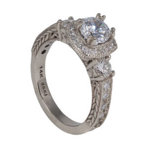 14k white gold filigree with .72cttw