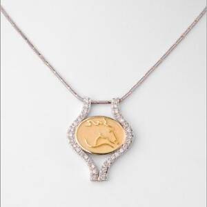 14k White Gold with .68cttw and 18k Yellow Gold Center