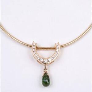 Evolution 14k Yellow Gold with .40ctw Diamonds and Green Tourmaline