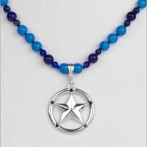 Sterling Silver with .25cttw Sapphires on Turquoise and Lapis Beads