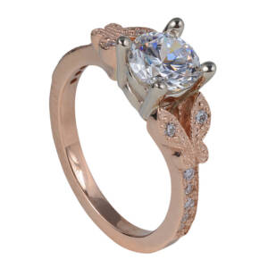 14k rose butterfly design with pave