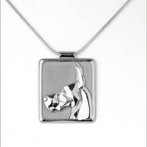 14k White Gold Square Engraved Pendant