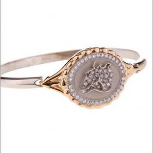 Sterling Silver and Yellow Gold Hinged Bracelet