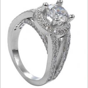 Palladium Pave Set Split Shank Ring