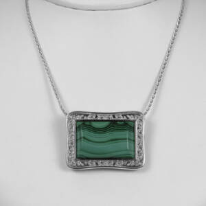 Malachite with Vine Edge in Sterling Silver