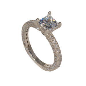 14k white gold with micro pave