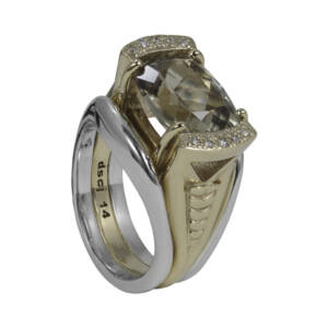 14k yellow and Sterling Silver with Cushion Zultanite