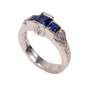 14k white gold ring with .84cts of Princess Cut Sapphires- same as above series