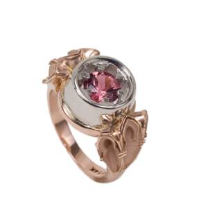 A platinum ring with .90cts round Pink Tourmaline from "the Past" St Peter's Church in Albany