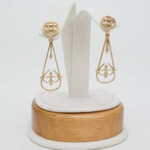 Dangle 14K yellow gold earrings-Albany City Hall