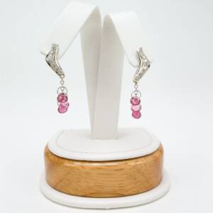 .27cts of diamonds with dangling pink tourmaline earrings