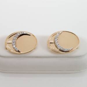 14K two tone cufflinks with .43cts of diamonds