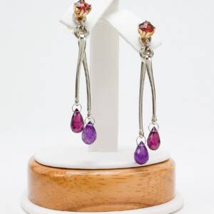 Earring Jackets with two multi gem biolettes with any gem post earrings at the top