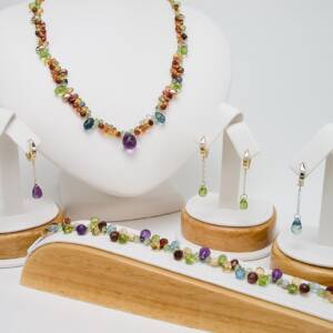 Multi color briolettes gems one of a kind